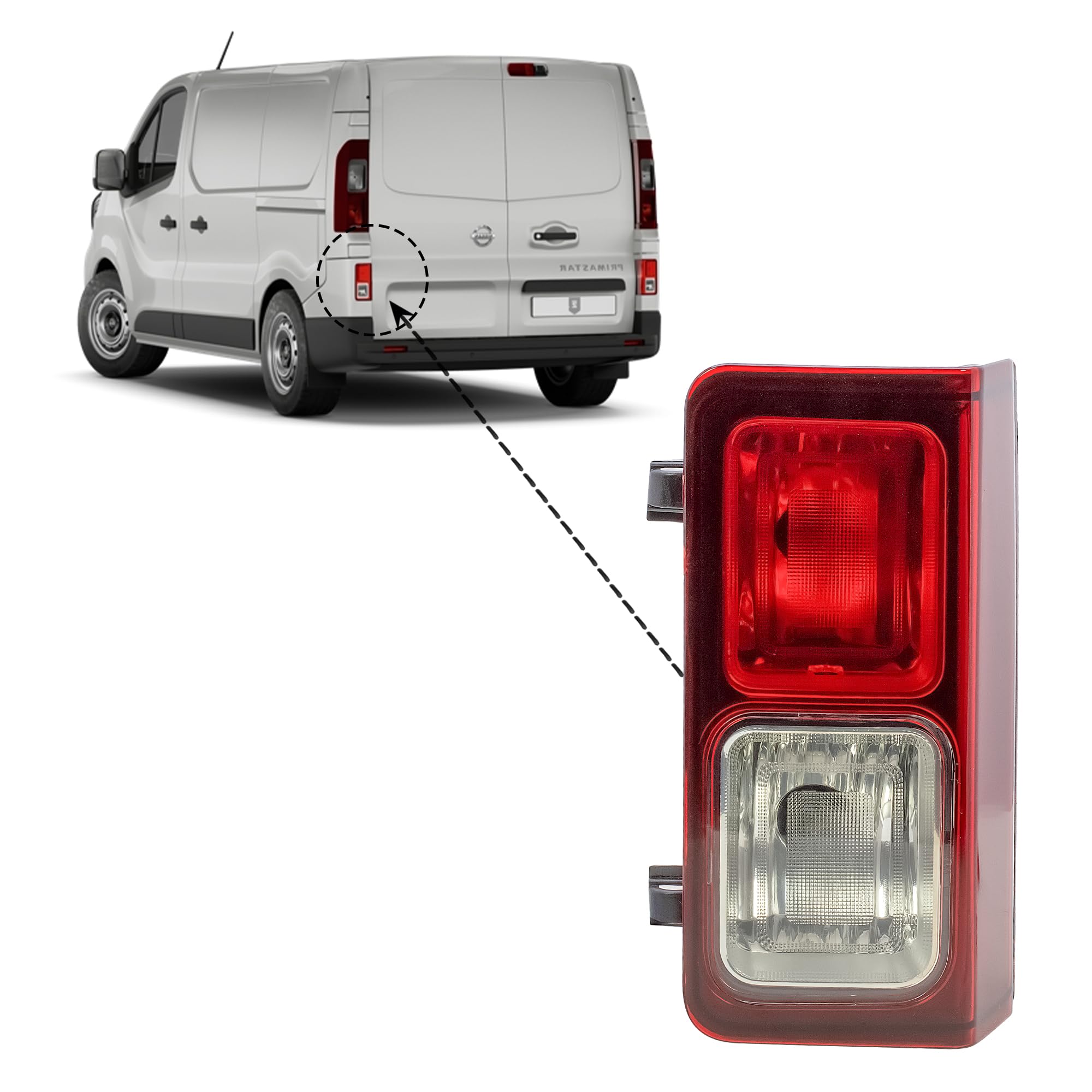Passenger Left Side N/S Tail Light Rear Fog Light Lamp for Renault Trafic Nissan NV300 Vauxhall Vivaro Fiat Tanlento 2014 to 2024