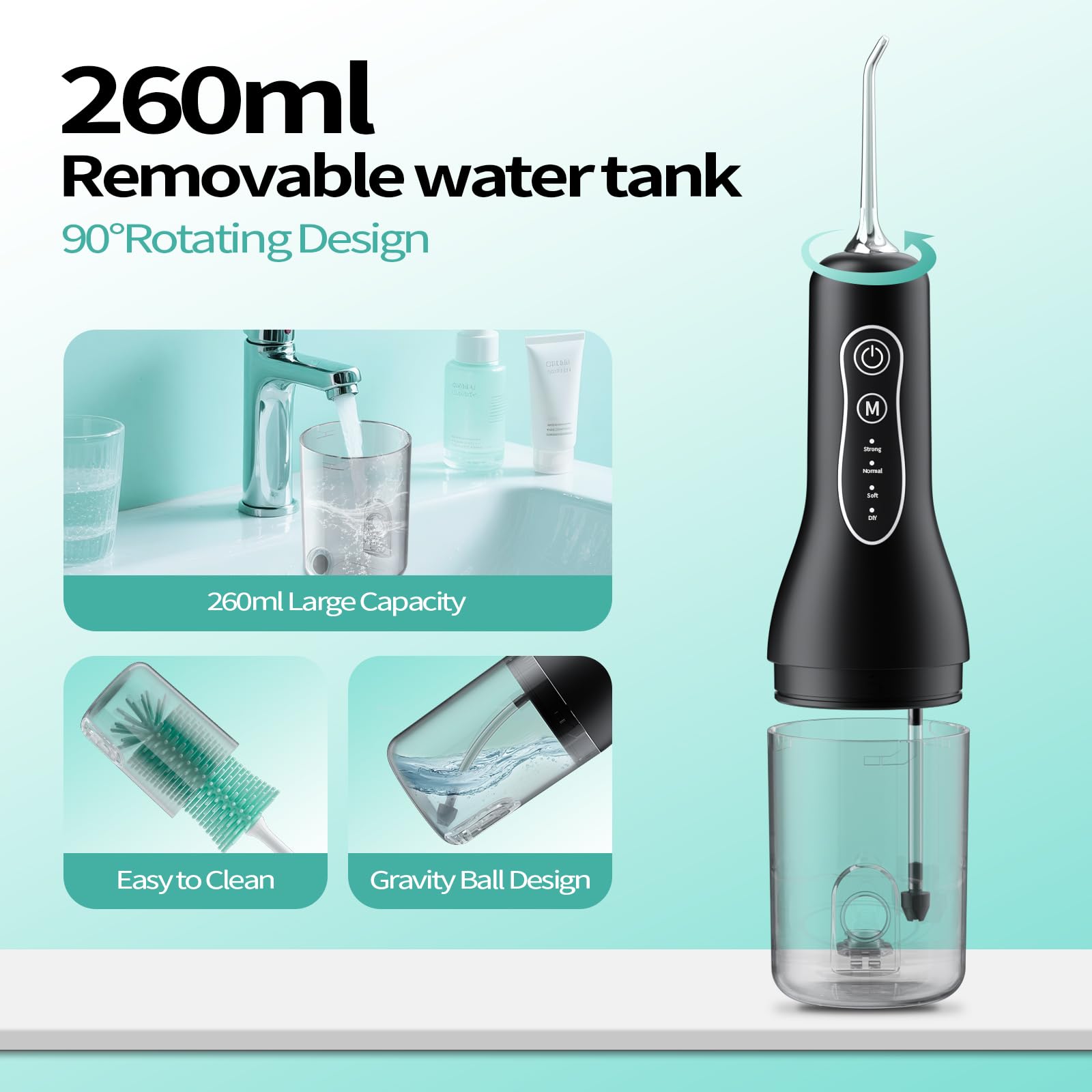 Water Flossers for Teeth Cordless, 2025 Upgrded Water Dental Flosser Remover with 5 Jet Tip and 4 Modes, Irrigator Dental with 260ML Watertank, lP7 Waterproof Electric Flossers for Tavel and Home Use