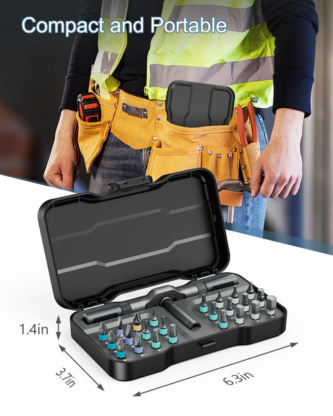 Ankilo 24 in 1 Magnetic Screwdriver Set, DIY Ratchet Screwdriver Set with Rotatable Ratchet Handle, Repair Tool Kit, Small Ratchet Set in case for Furniture Computer Bicycle, Best Gift for Father Day