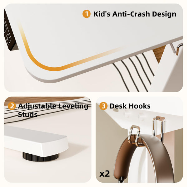 ERGOMAKER Electric Height Adjustable Standing Desk 80x60cm (31.5"x23.6"), Sit Stand Desk with Splicing Top for Home Office (Black Frame + Black Desktop)