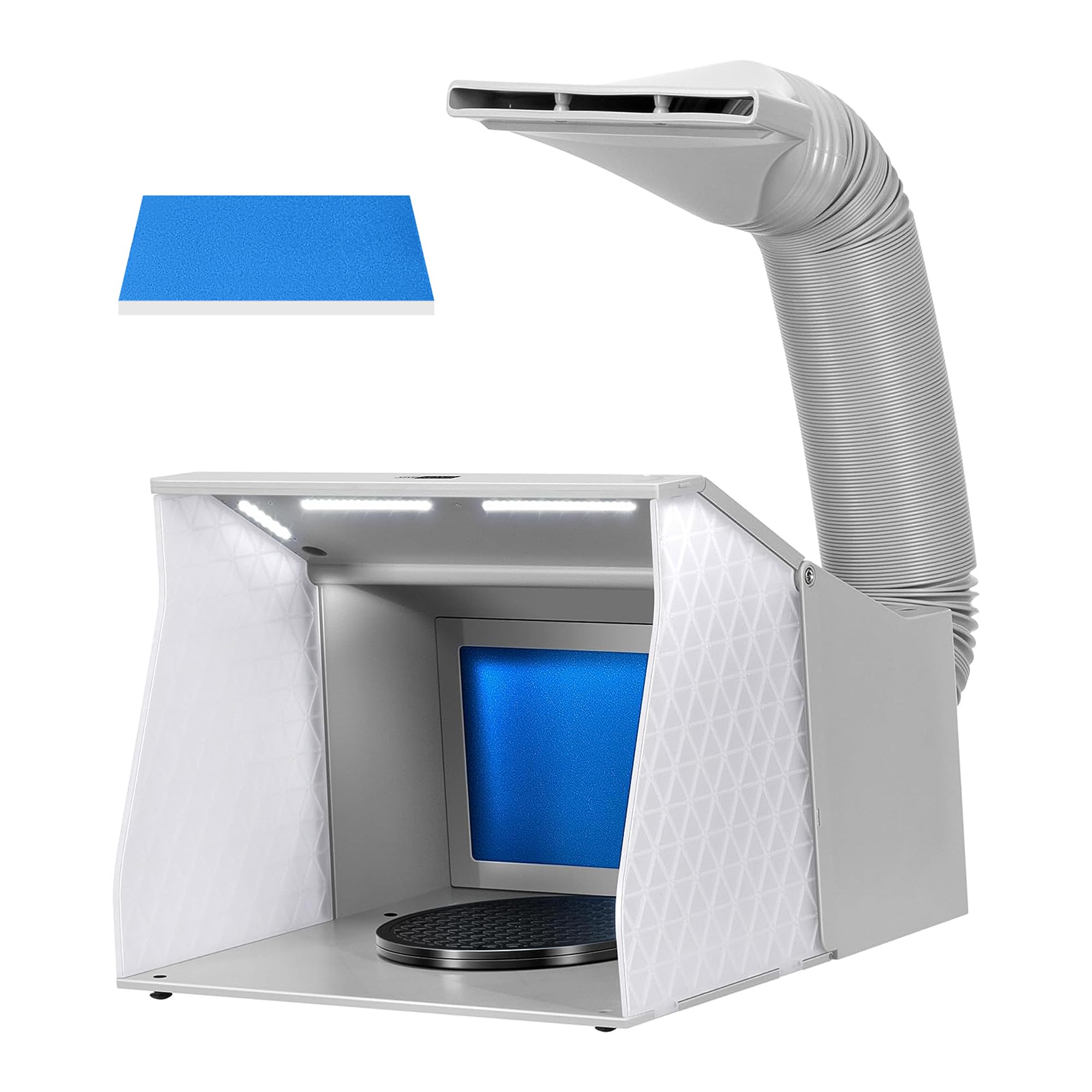 VIVOHOME Dual Fans Airbrush Paint Spray Booth with 4 LED Lights Turn Table and Filter Hose, Portable Airbrush Booth for Painting Model Craft