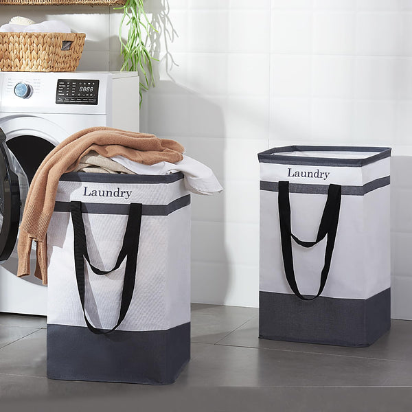 ROSOS Collapsible Foldable Hamper - Extended Double Handle, 80 L Laundry Basket for Bedroom Bathroom Dorm Storage - 1 Pack, Black