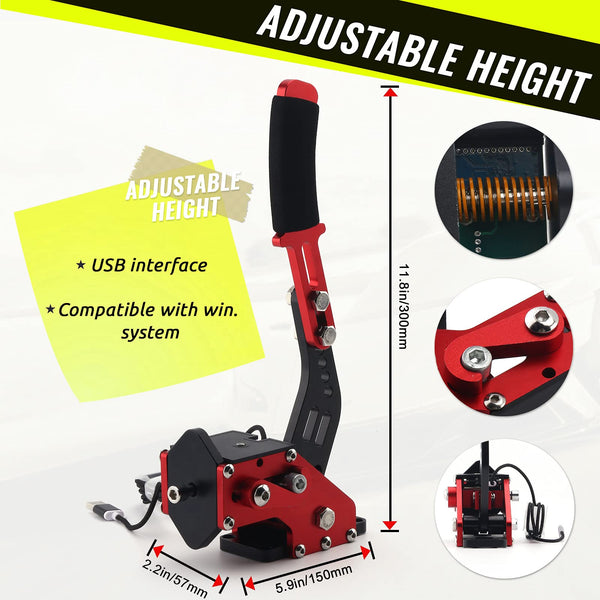 muge racing 64Bit PC USB Handbrake with Clamp for SIM Racing Games Logitech G27 G25 G29 T500 T300 FANATECOSW LFS DIRT RALLY.2, Red