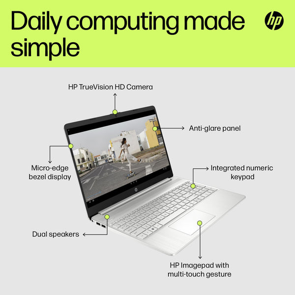 HP 15.6" Laptop | AMD Ryzen 3 7320U Processor | 8 GB RAM | 256 GB SSD | AMD Radeon Graphics | FHD Display | Up to 11hrs 15 mins battery | Win 11 | Dual Speakers | Jet Black | 15-fc0038sa