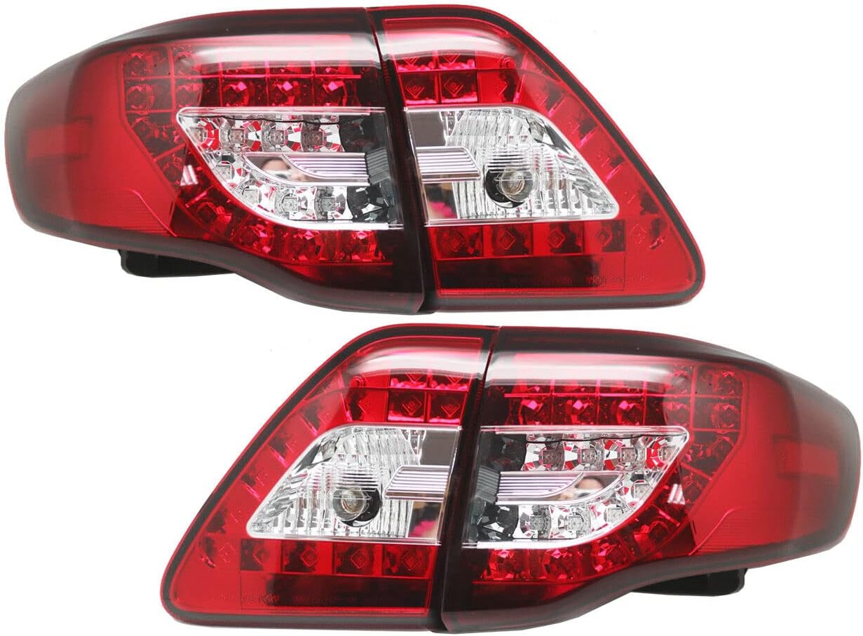 GAZOZ PERFORMANCE Exterior Accessories - LED Tail Light Compatible with Corolla 2009-2010 E140/E150 Altis LED Tail Light Brake Turn Signal - Red/Clear