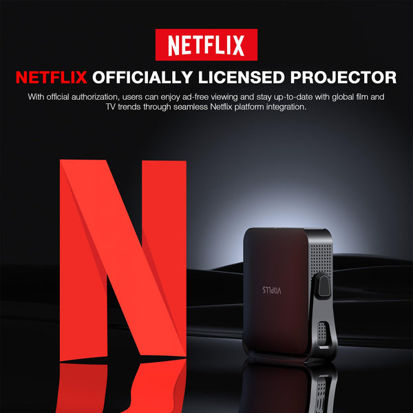 【Netflix Officially & Thinnest Design】Mini Projector 4K with Auto Focus & Keystone, VOPLLS 600ANSI WiFi Bluetooth 1080P Full HD Portable Projector, Smart Moive Projector for Bedroom/Outdoor/Phone
