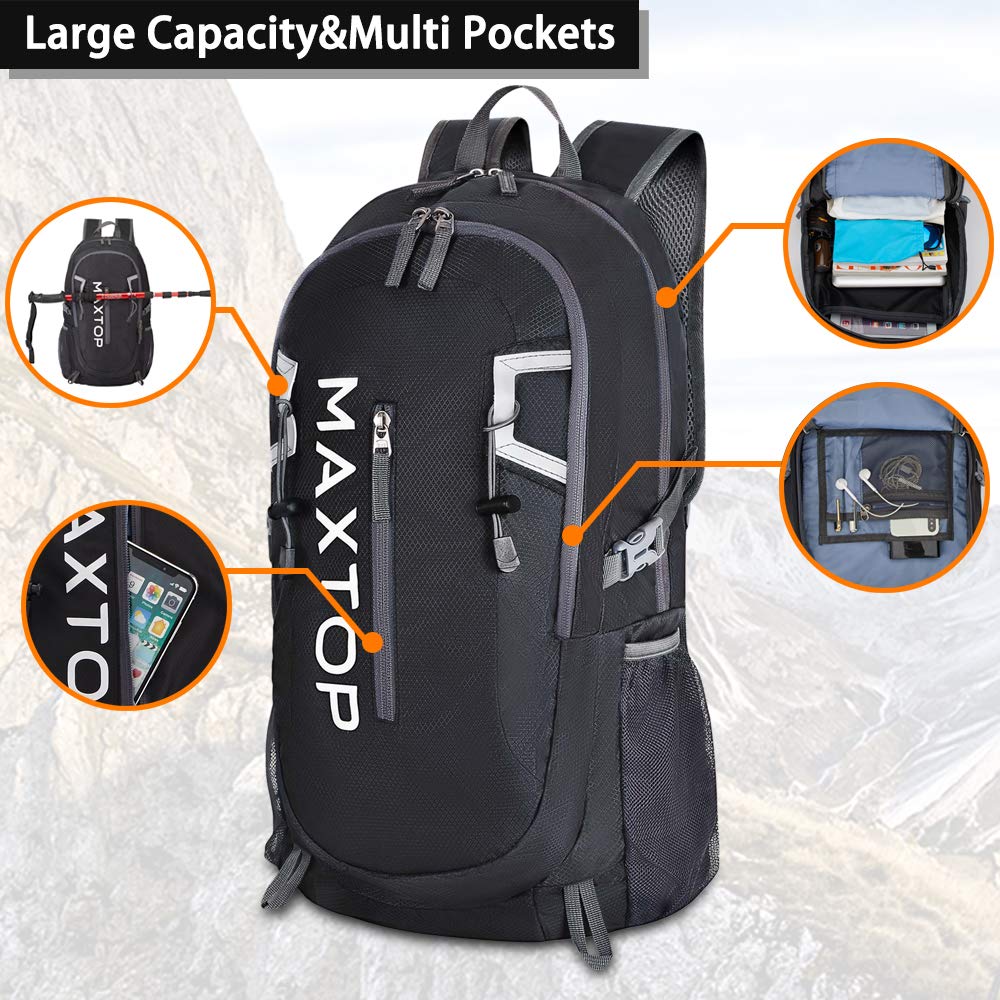 MAXTOP 40L Ultra Lightweight Packable Backpack Foldable Rucksack Water Resistent For Men Women Kids Outdoor Camping Hiking Travel Daypack Handy Durable