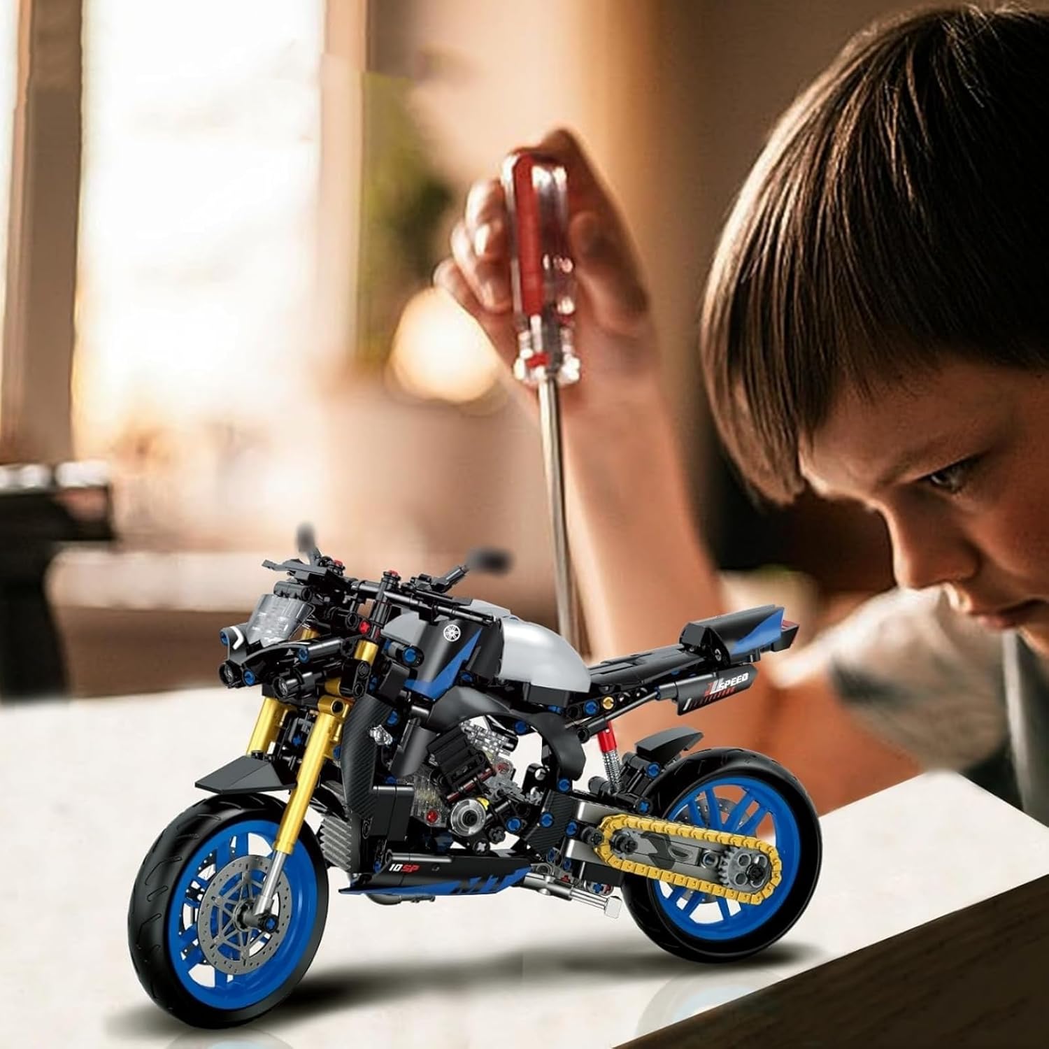 Motorcycle Building Blocks Toys, Motorbike Model Building Kit for Boys, 634 Pieces Construction Engineering Motorcycle Bricks, STEM Educational Toy, Gift for Adults and Kids