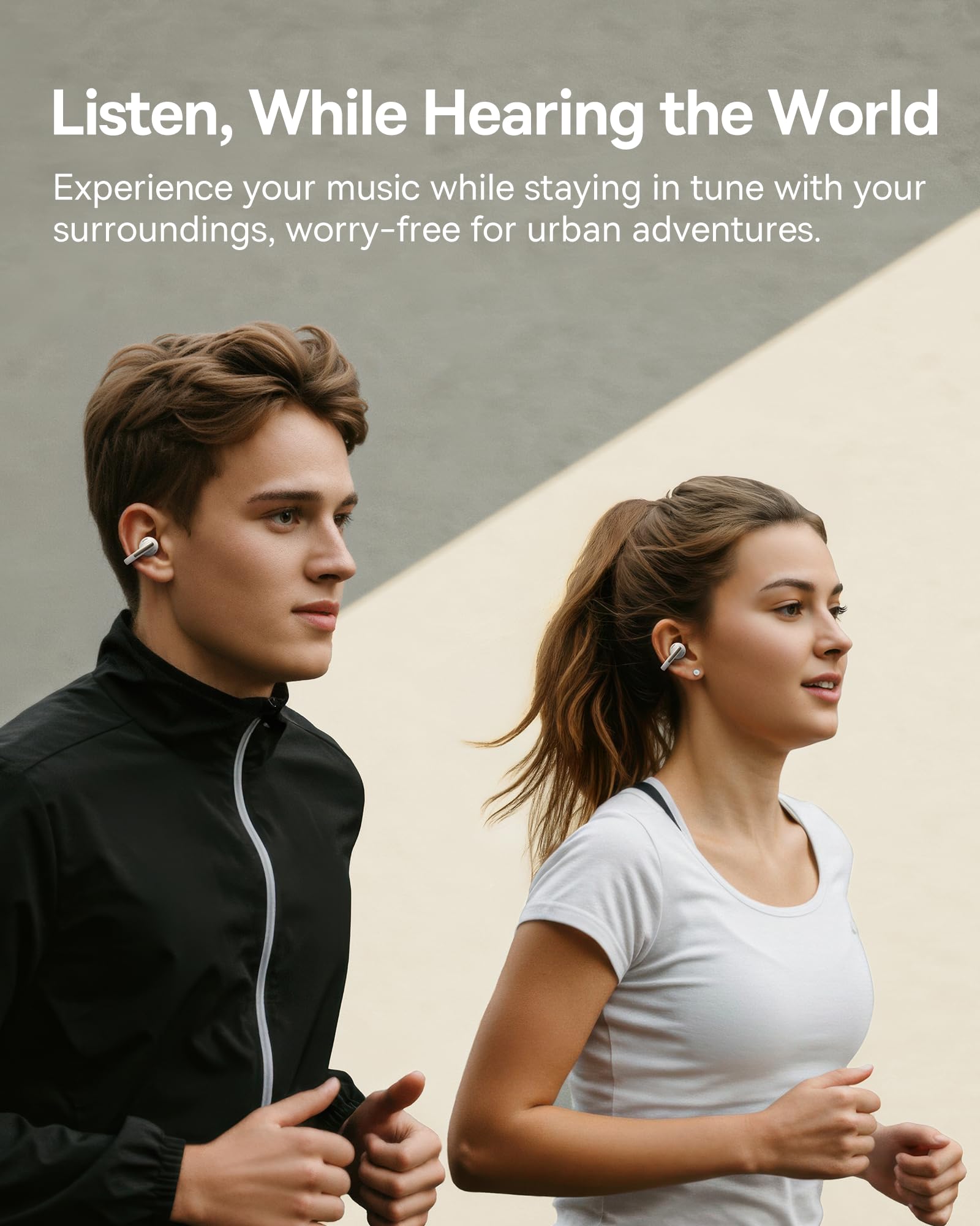 Baseus Bowie MC1 Open-Ear Headphones – Lightweight Bluetooth Air Clip with 40H Battery Life & Bass Ai HiFi Sound Quality & Bluetooth 5.4, (5.2g) with IP57 for Sports & Travel - White