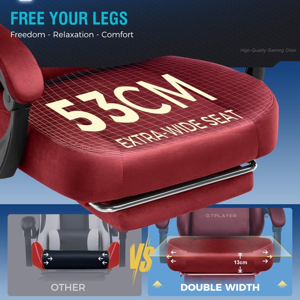 GTPLAYER Fabric Gaming Chair, Ergonomic Computer Chair with Footrest and Lumbar Support Height Adjustable Home Office with 360°-Swivel Seat and Headrest