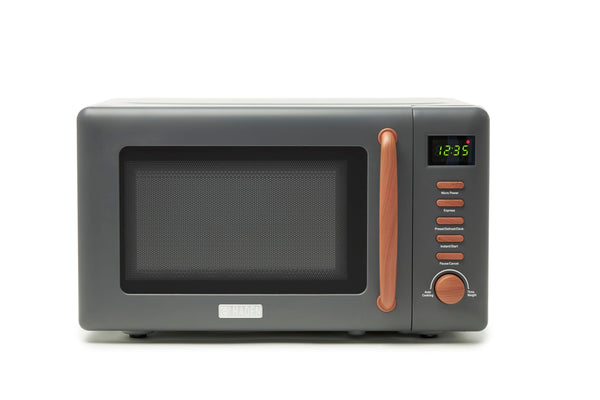 Dorchester Grey Microwave Oven  800w, 5 Power Levels, Express, Auto Cook, Defrost Functions - Compact Microwave with 27cm Turntable - Child Safety