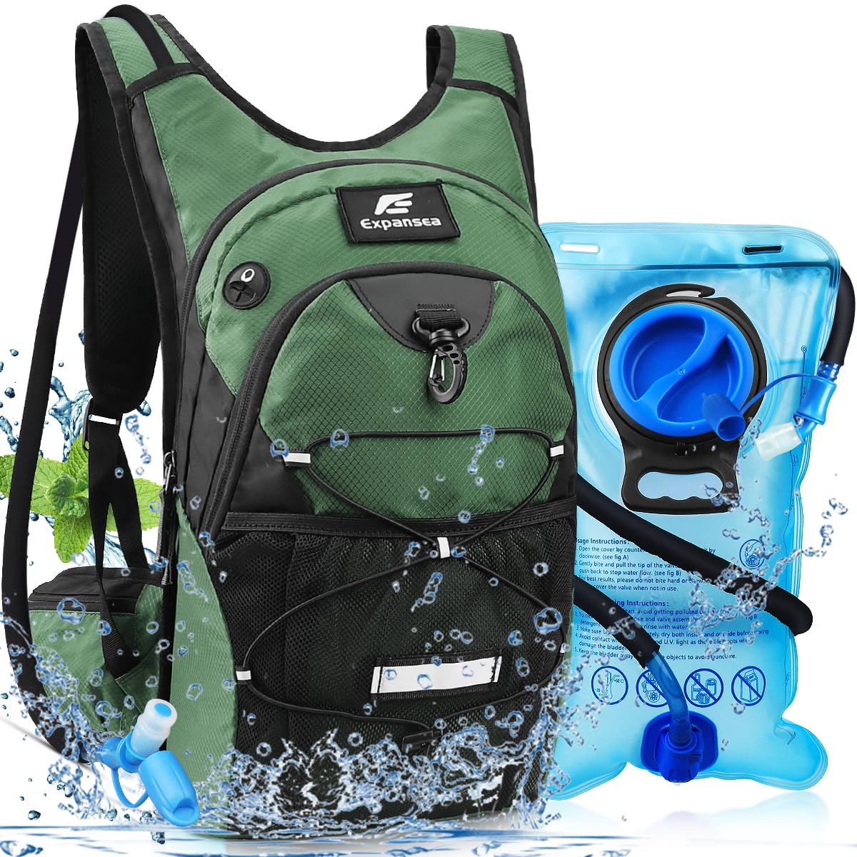 Expansea Hydration Backpack, Lightweight Insulation Hydration Pack with 3L Water Bladder, Waterproof and Breathable Large Capacity Outdoor Sport
