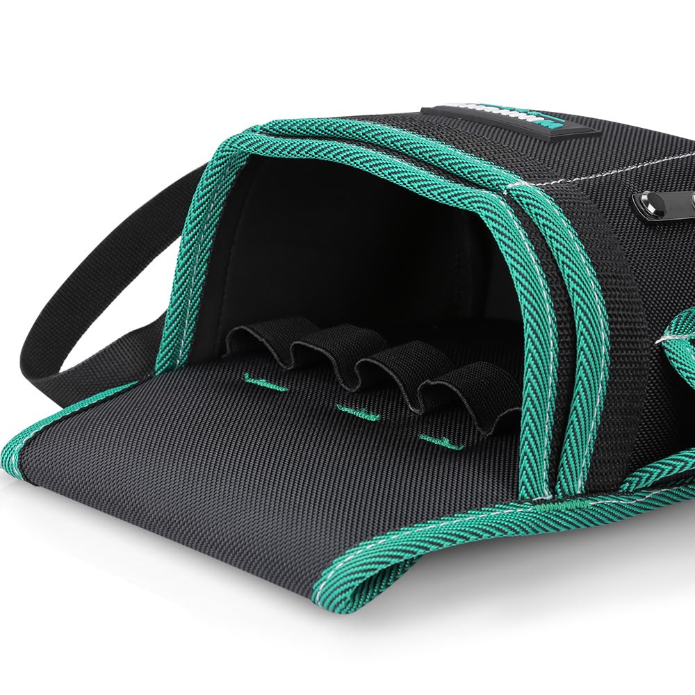 WINHUNT Tool Belt Pouch, Electrician Pouch 18 Pocket with Adjustable Nylon Belt 15x4x22cm Black (18 Pockets)