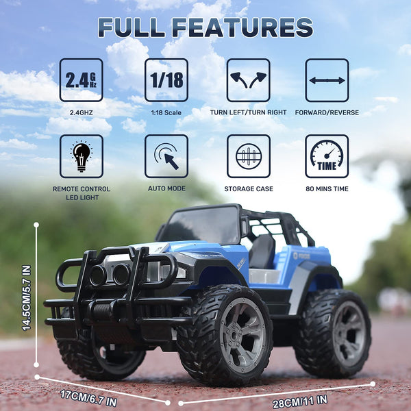 DEERC RC Cars Remote Control Car 1:14 Off Road Monster Truck,Metal Shell 4WD Dual Motors LED Headlight Rock Crawler,2.4Ghz All Terrain Hobby Truck with 2 Batteries for 90 Min Play,Boy Adult Gifts