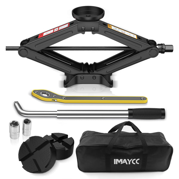 IMAYCC Car Jack Kit 2.5 Ton, Universal Scissor Jack for Car with Rubber Jack Pad, Portable Tire Changing tool with Lug Wrench, Emergency Kit for SUV MPV