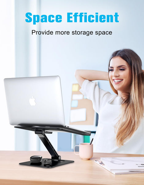 Laptop Stand Lap Desk, Ergonomic Foldable Computer Stand with Adjustable Height, Ventilated Aluminium Alloy Riser Compatible with MacBook Air, Pro, All 10-16" Laptops (Silver)