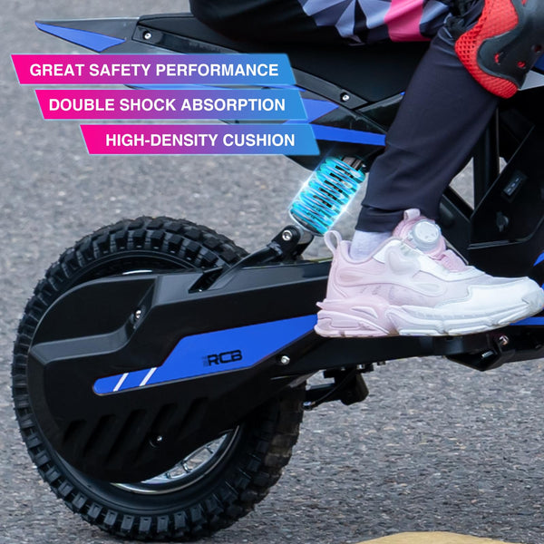 RCB R9X Electric Motorcycle Kids, 12 inch Pneumatic Tires, Ride On Electric Motorcycle with Powerful Motor, 3 Speed Modes 8/12/25KMH, Range 15KM, Moto Crossbike Kids from 3-12years
