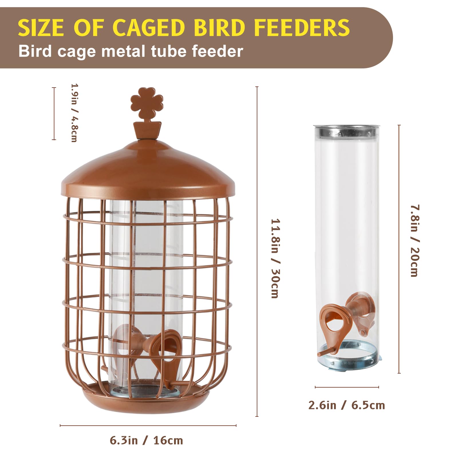 MIXXIDEA Metal Bird Feeders for Outdoors Hanging, Caged Tube Bird Feeder for Small Backyard Birds, Squirrel Proof Wild Bird Seed Feeders, Attracting Birds in Your Lawn, Garden,Green