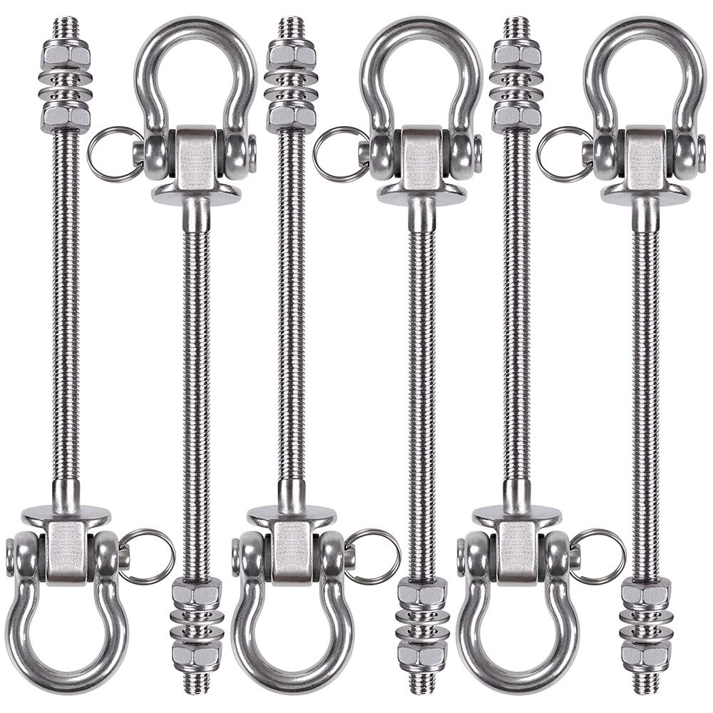 BeneLabel 6pcs Hanging Bolts 21cm Hammock Swing Hanger Carabiner Hook, Swive Stainless Steel Mounting Kit Set for Indoor Outdoor Playground Chair Yoga