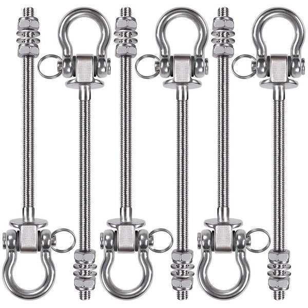 BeneLabel 6pcs Hanging Bolts 21cm Hammock Swing Hanger Carabiner Hook, Swive Stainless Steel Mounting Kit Set for Indoor Outdoor Playground Chair Yoga