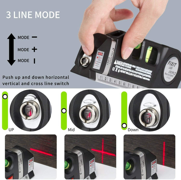 Spirit Level, Multipurpose Laser Measure Tool, Spirit Level Standard Metric Ruler Laser Measuring Tape 8ft/2.5M (1 Pack)