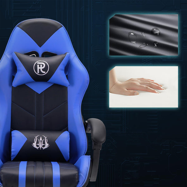 Play haha.Ergonomic reclining seat with footrest adjustable headrest and lumbar cushion high back support padded armrests PU leather finish for gaming home or office use