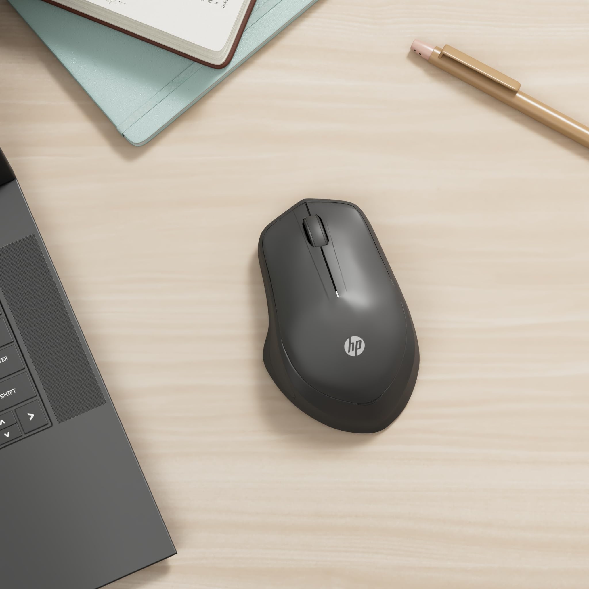 HP 280 Silent PC Wireless Mouse | HP Blue Optical Technology | 1600 DPI to track precisely on any surface | 90% noise reduction | Comfortable & Ergonomic Design | USB A Dongle Included | Black