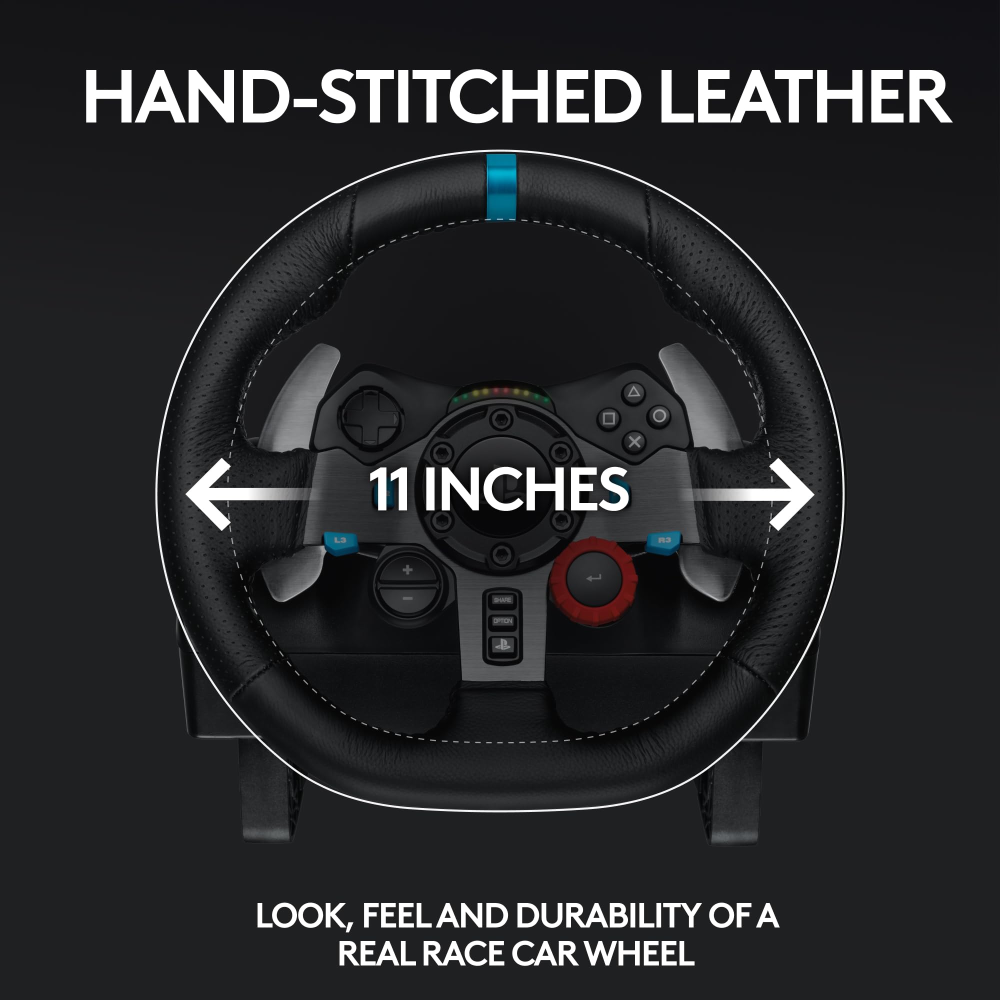 Logitech G29 Driving Force Racing Wheel and Floor Pedals, Real Force Feedback, Stainless Steel Paddle Shifters, Leather Steering Wheel Cover for PS5, PS4, PC, Mac, Black