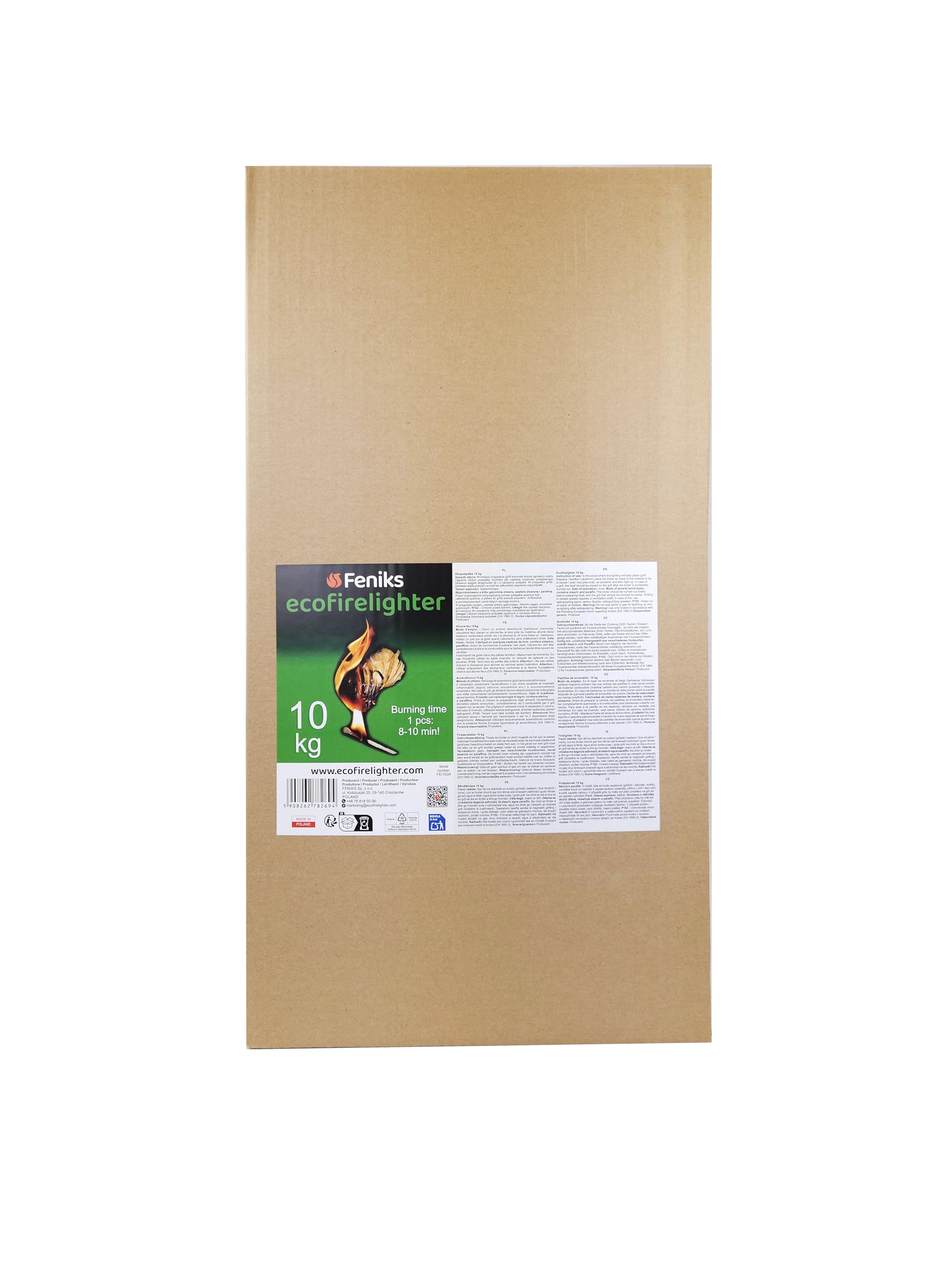 Feniks Firelighters 10kg (About 800-1000 pcs.) for Fireplace, Stoves, Barbecues and Campfires