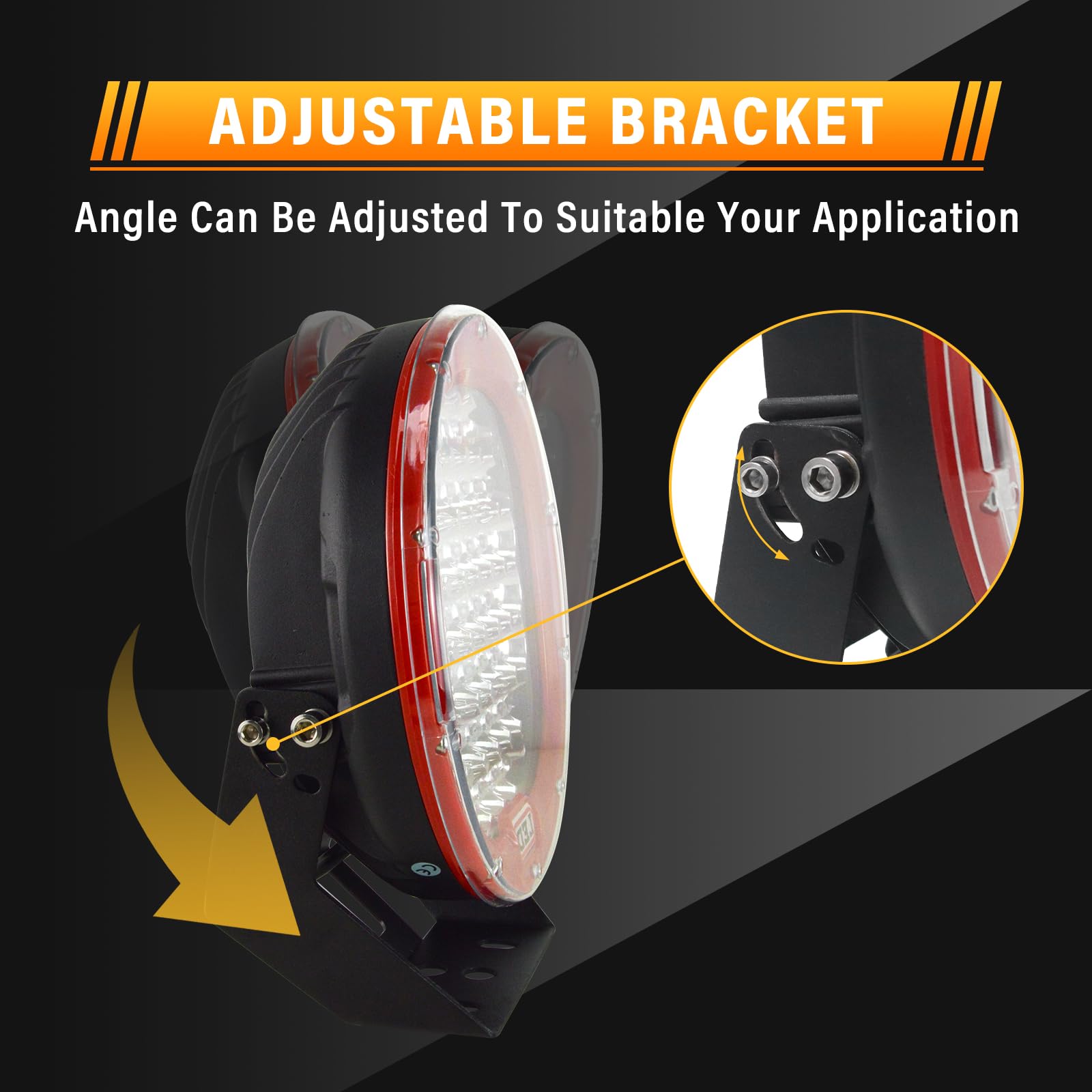 RIGIDON 2 Pcs Black Case Round Led Work Light, 9 inch 294W Spot Beam, 12V 24V Driving Lights Lamp Headlight for Car Off road Boat Truck 4x4 SUV ATV Tractors Excavator, 6000K White, Fog Lamp