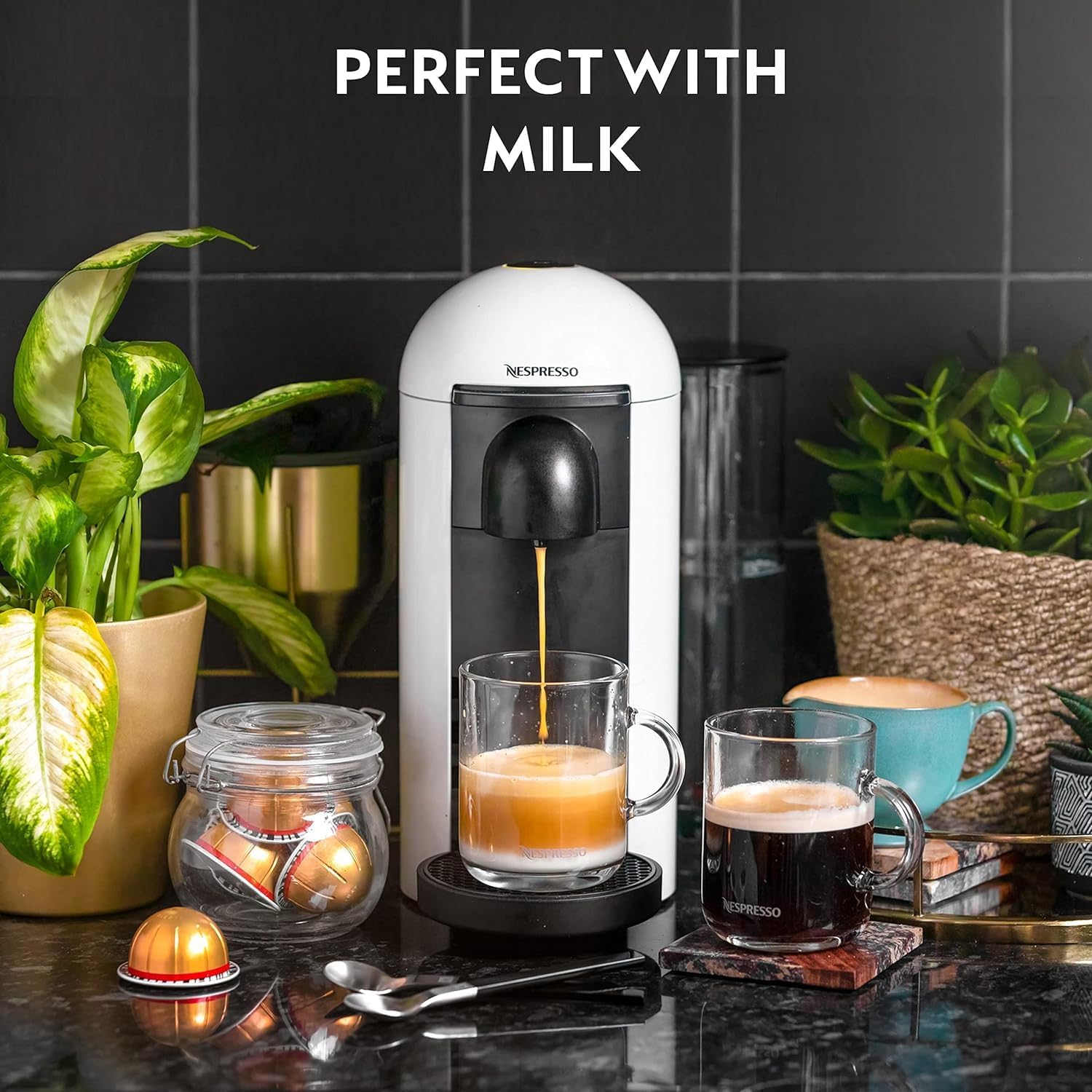 Nespresso Vertuo Plus Automatic Pod coffee machine for Americano, Decaf, Espresso by Krups in White [Amazon Exclusive]