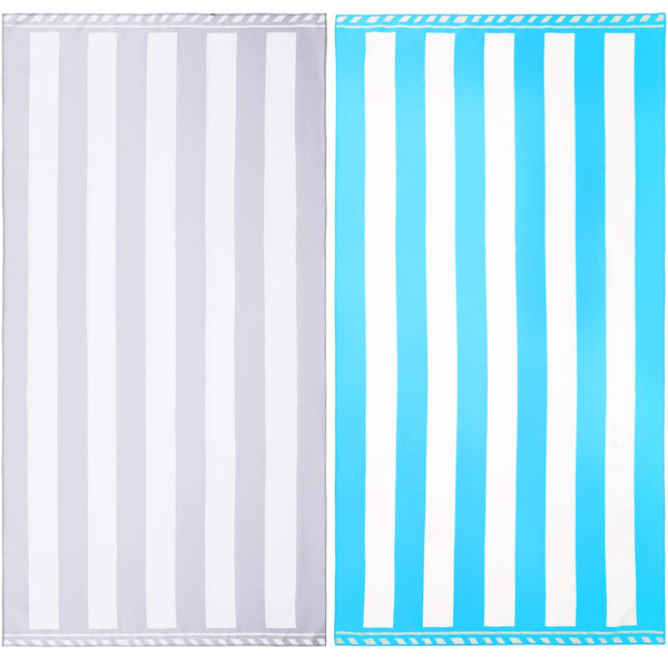 Winthome Beach Towel, Extra Large Microfibre Beach Towel for Adult, Double Sides Sand Free Quick Dry lightweight Travel Swimming Towel(Pink + Green, 90×180cm - 2 pack)