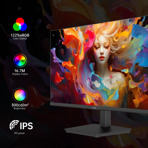KTC Flat 32 Inch Monitor, QHD 1440P 2K@100Hz IPS Large Computer Monitor, Ultra Thin Bezels, Anti-Blue Light, HDR10, 103% sRGB, 86% DCI-P3, 350 Nits, 3ms MPRT, Adaptive Sync for Working and Gaming