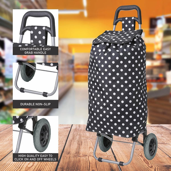 Hoppa 57Ltr Lightweight Shopping Trolley 2025 model, Hard Wearing & Foldaway Push/Pull Cart for Easy Storage With 1 Year Guarantee