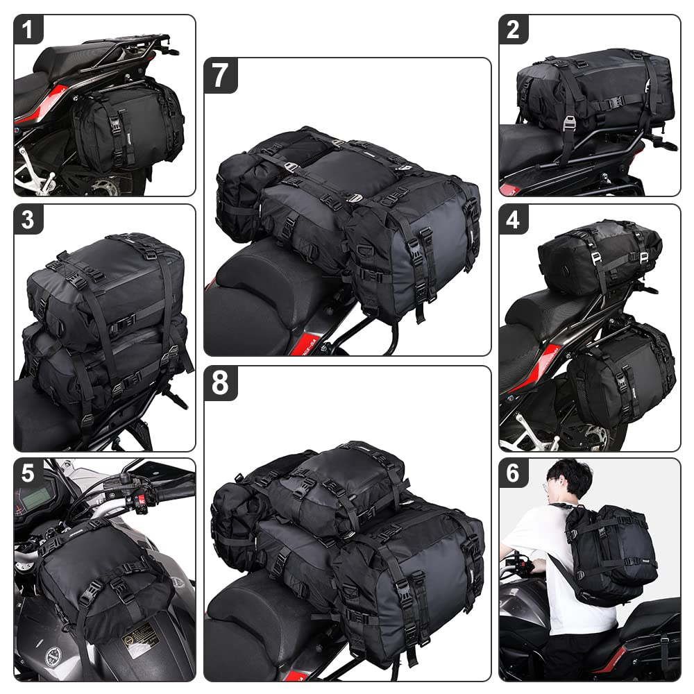 Motorcycle Pannier Bag 10/20/30L Waterproof Rear Rack Trunk Motorcycle Rear Seat Tail Package Multifunctional Motorbike Saddle Bag Black 10L