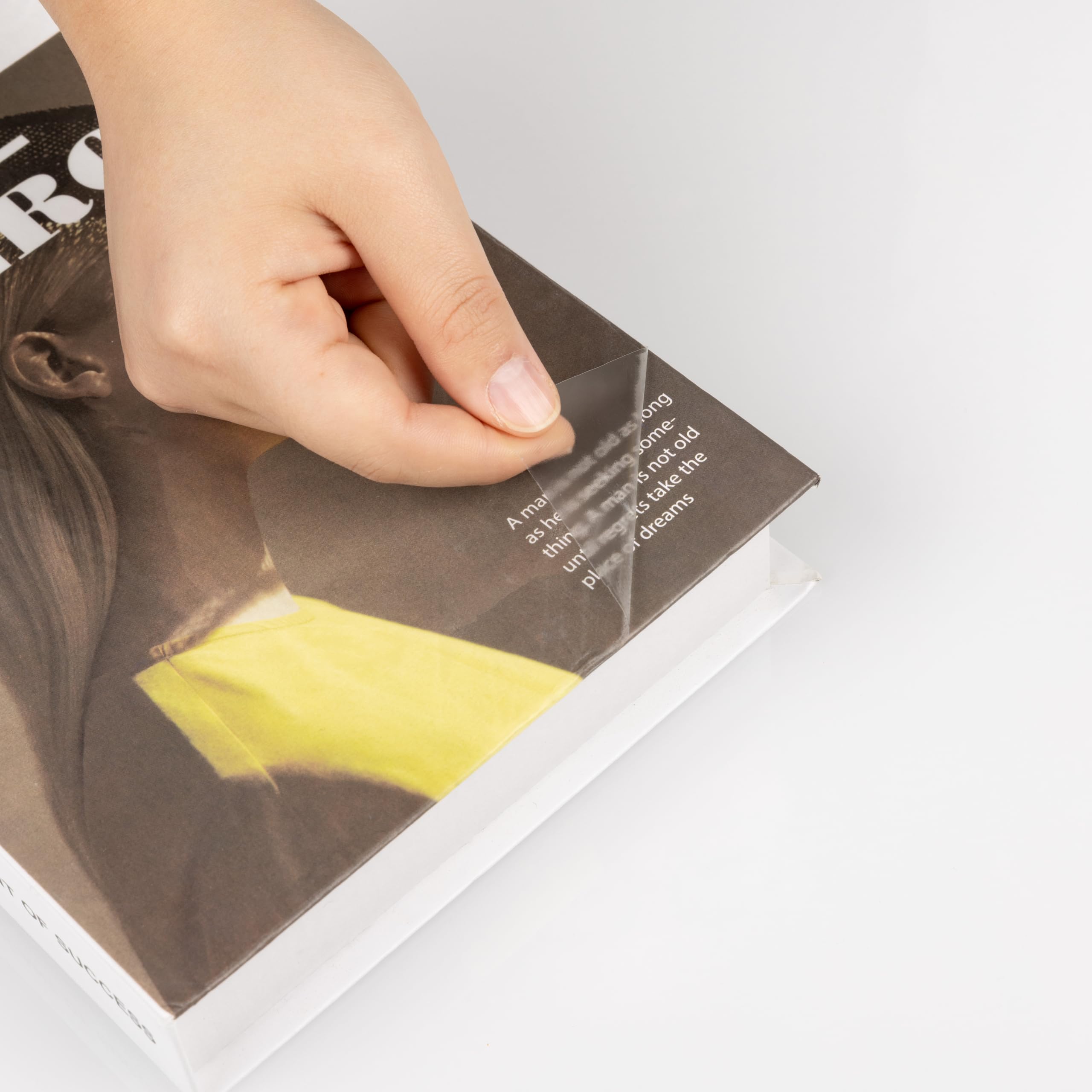 Hode Clear Sticky Back Plastic Roll, Book Cover Film for School Kitchen Wall Furniture, Transparent Self Adhesive Vinyl Film, Waterproof Protector