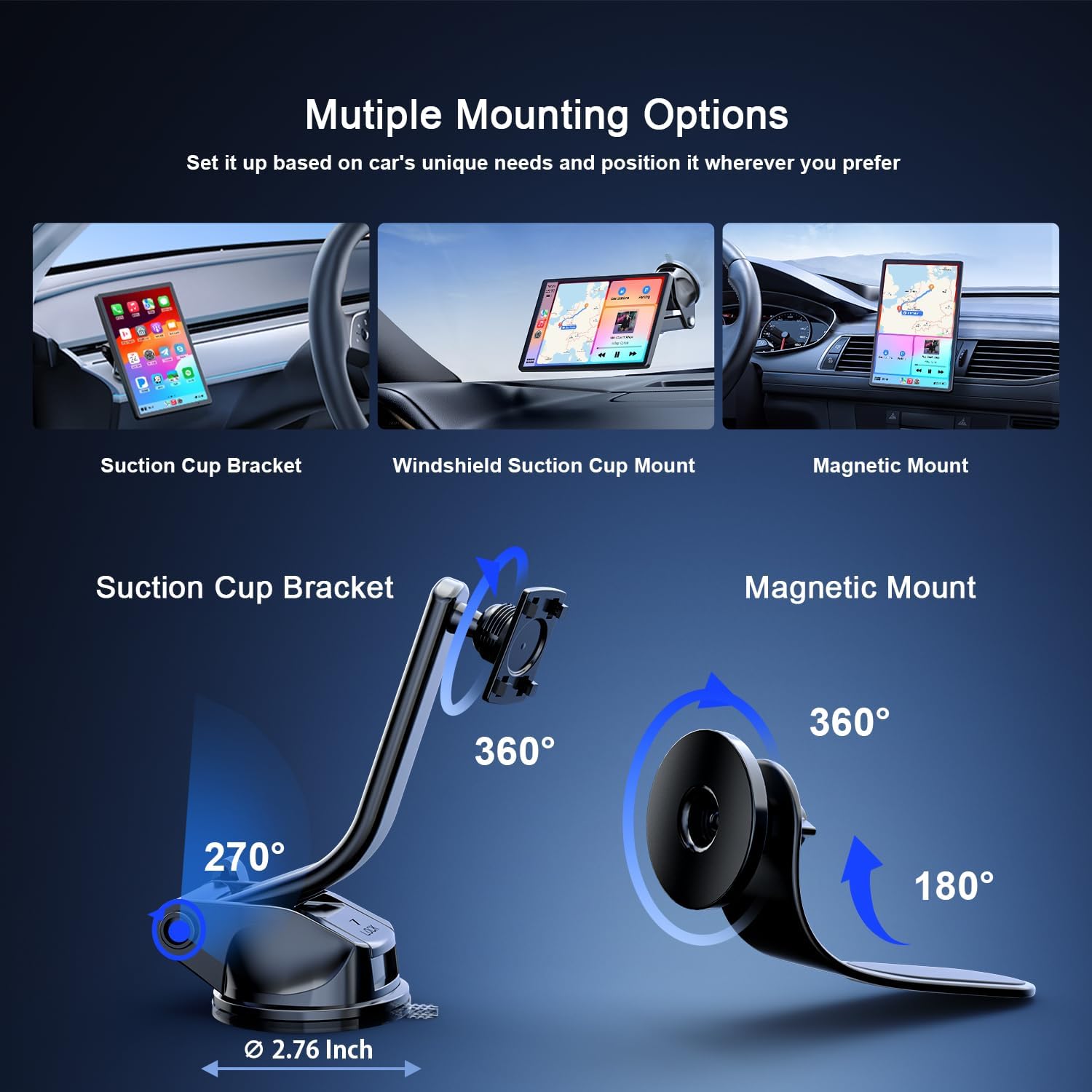 Avylet 8'' Wireless Car Stereo with Apple Carplay & Android Auto, Portrait & Landscape Screen, OTA, Magnetic Mount, Backup Camera, Car Radio, GPS Navigation, Bluetooth, Voice Control, Mirror Link