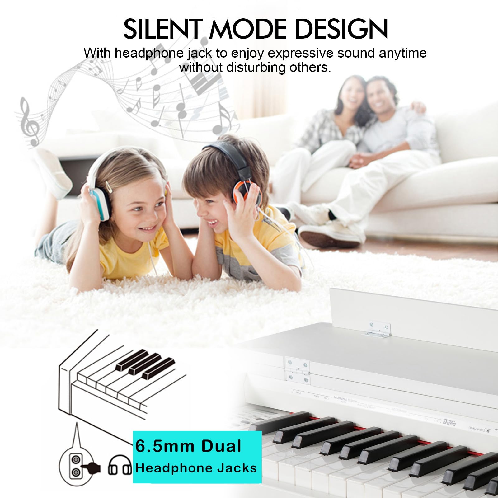 MUSTAR Digital Piano 88 Weighted Keys, Full Size 88 Key Piano Keyboard Semi Weighted, Home Electric Piano with Furniture Stand and Triple Pedal, Music Stand, USB MIDI, White