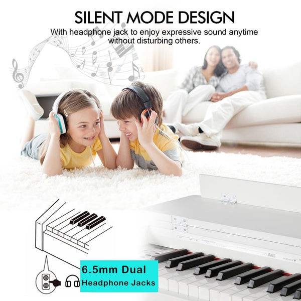 MUSTAR Digital Piano 88 Weighted Keys, Full Size 88 Key Piano Keyboard Semi Weighted, Home Electric Piano with Furniture Stand and Triple Pedal, Music Stand, USB MIDI, White