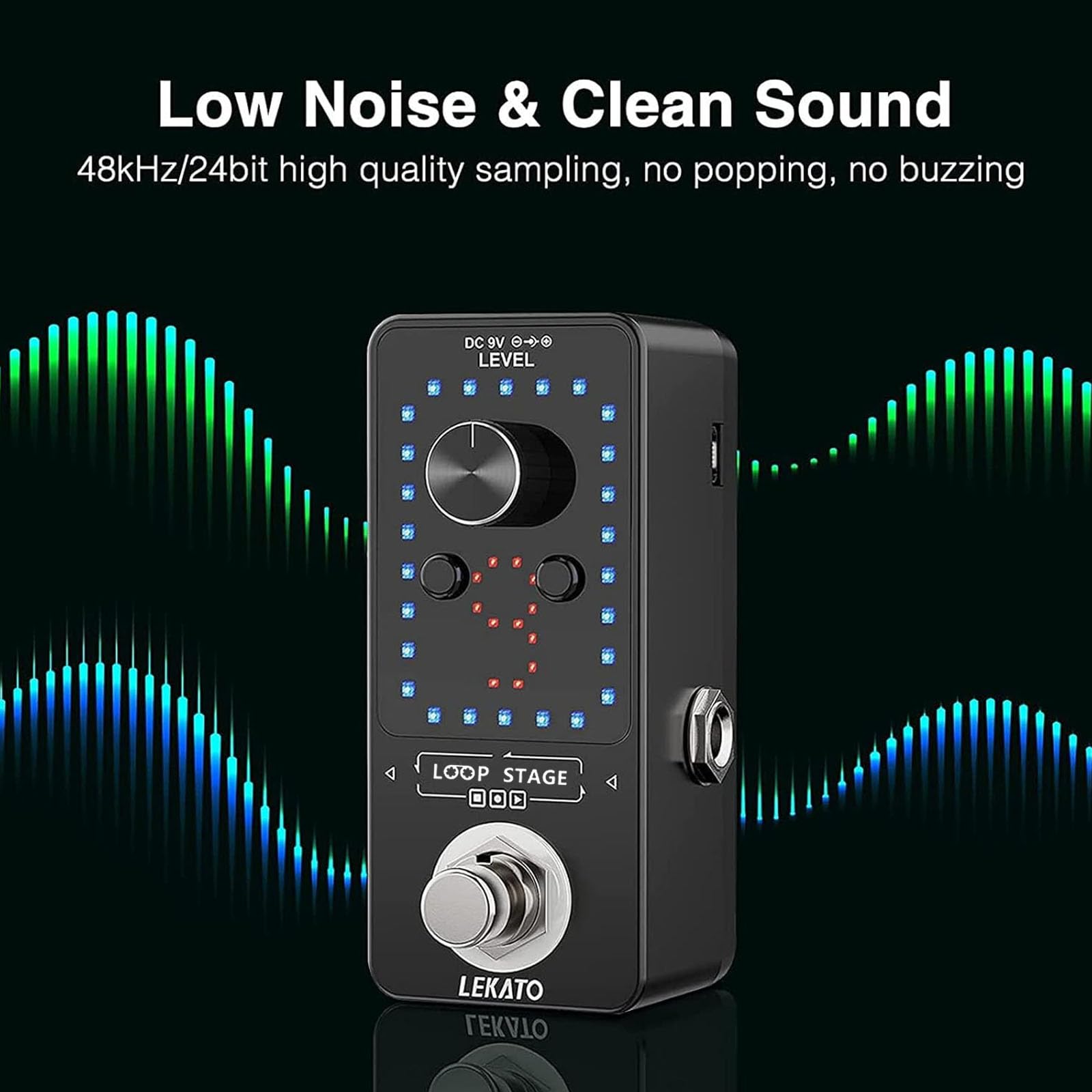 LEKATO Guitar Looper,Built-in Tuner,Bass Loop Effect Pedal(9 Loop Tracks,Max 40 Minutes Overdub Recording) Electric Guitar Loop Machine,Musicial Gears for Guitars/Bass/Keyboard/Drum