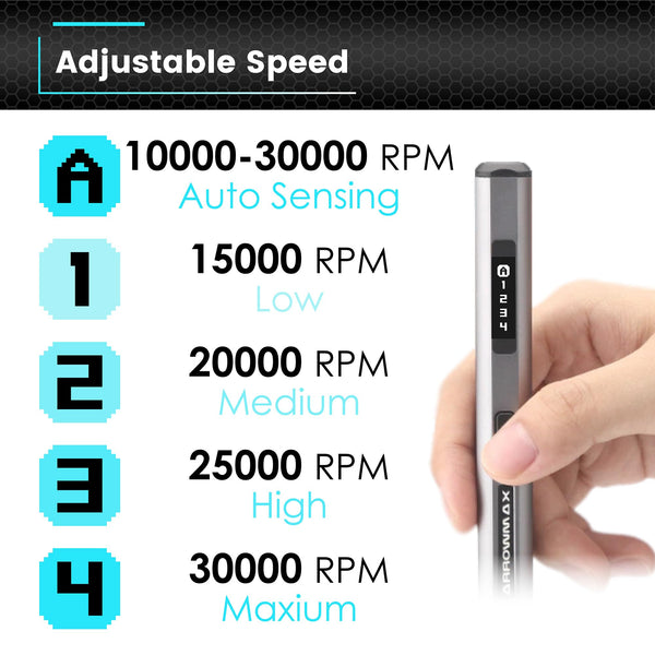 ARROWMAX Smart Mini Electric Engraving Pen, HollowCup Motor, 42 Bits with Aluminum Case, OLED, Magnetic Charge, Mini Rotary Tool, Cordless Engraving Pen for Metal, Wood, Glass and Plastic (SGS MAX)