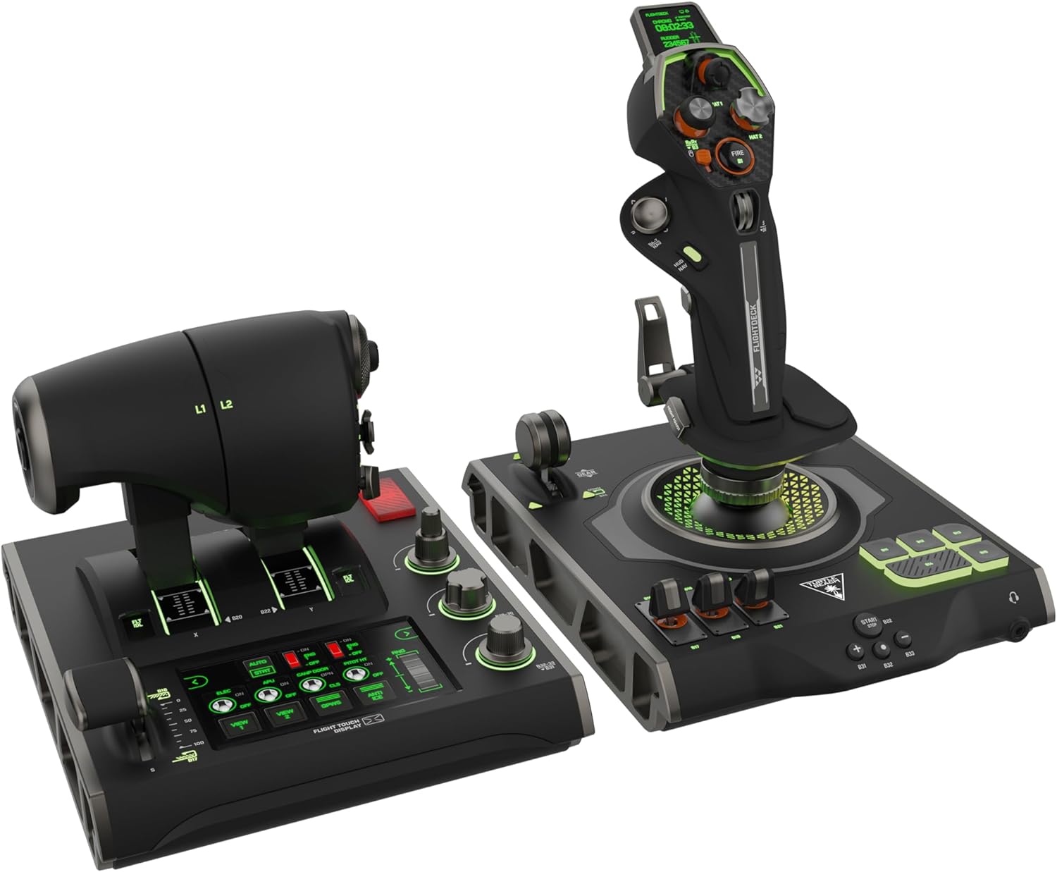 Turtle Beach VelocityOne Flightdeck Flight Simulator Sim Hardware - Universal HOTAS Simulation Joystick & Throttle with Touch Display, Stick Mounted HUD and Contactless Sensors for Air and Space Combat on Windows 10 & 11