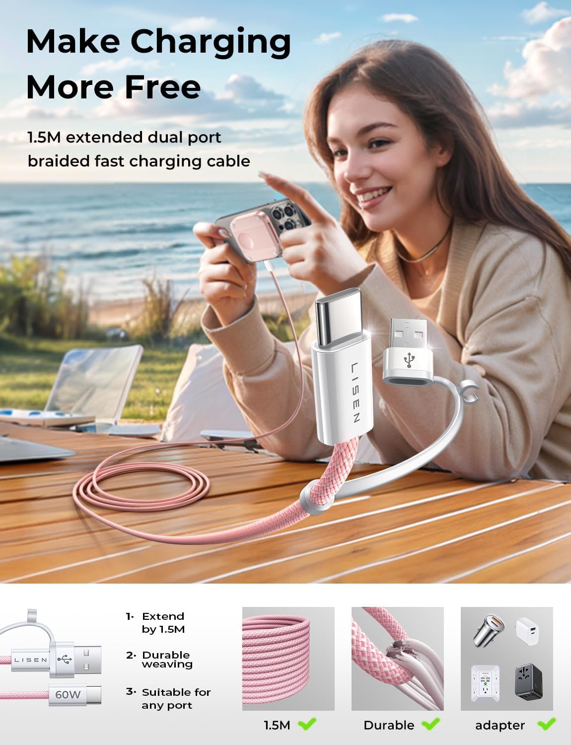 LISEN Travel Magsafe Wireless Charger for iPhone 16 Apple Watch, Mag Safecharger Charging Station Pad Portable Magnetic Charger Stand Dock Desk Accessories for iPhone 16 Pro Max 15 13 12 14 Pro iWatch