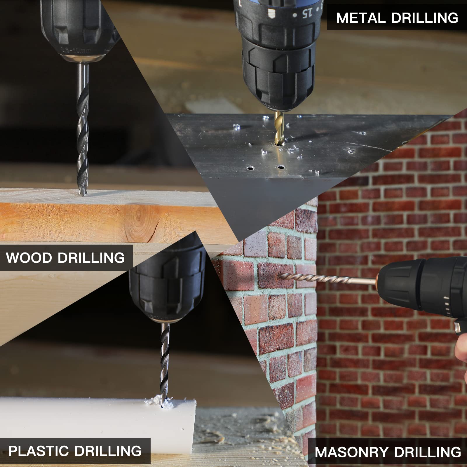 C P CHANTPOWER Drill Bit Sets, 100 Pcs HSS Titanium Screwdriver Bits with Storage Case for Metal, Wood, Masonry, Includes Countersink Drill Bit Blue