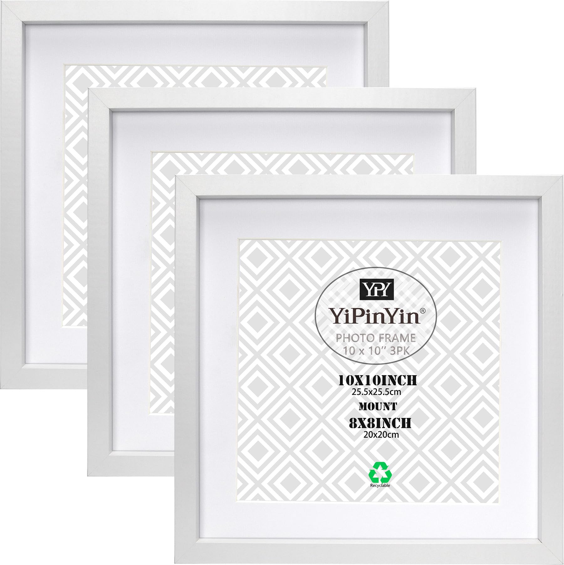 Black 50x70cm Boxed Picture Frames Set of 3 with Mounts for 40x60cm, 70x50cm poster frame with Acid Free mount for 40x60cm photo (Black 3Pack)