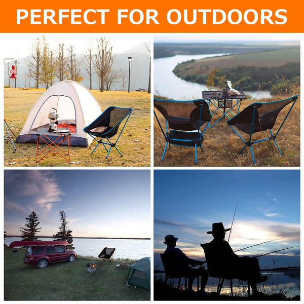 SOPPY Folding Camping Chair Ultra Lightweight, Portable Backpacking Chair, Heavy Duty 135kg Capacity, Outdoor Chairs with Carry Bag for Camping, Garden, Fishing, Beach,BBQs - Orange