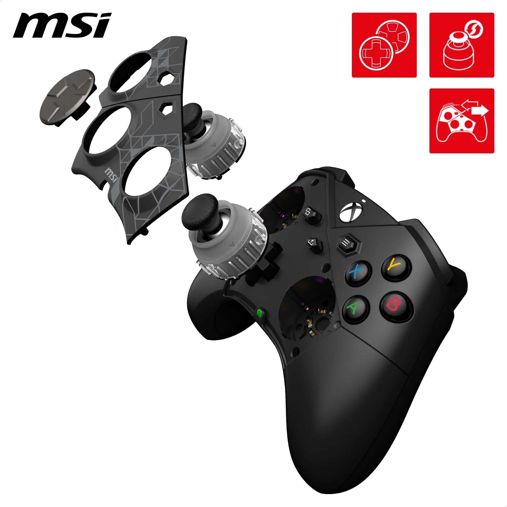 MSI FORCE GC20 V2 WHITE Wired PC Gamepad Controller - Interchangeable D-Pad Covers, Dual Vibration Motors, USB 2.0 - Wired