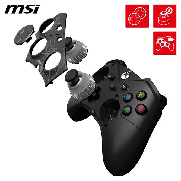 MSI FORCE GC20 V2 WHITE Wired PC Gamepad Controller - Interchangeable D-Pad Covers, Dual Vibration Motors, USB 2.0 - Wired