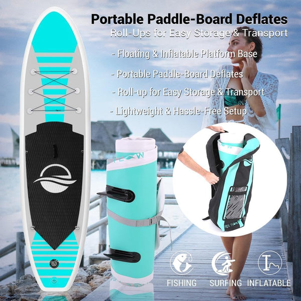 SereneLife Inflatable Stand Up Paddle Board, SUP Board- Paddleboards for Adults & Youth, Surfing Board Kit, 0.63cm Thick Standup Paddleboarding, Non-Slip Deck, Wide Stance, Surf Control w/Backpack