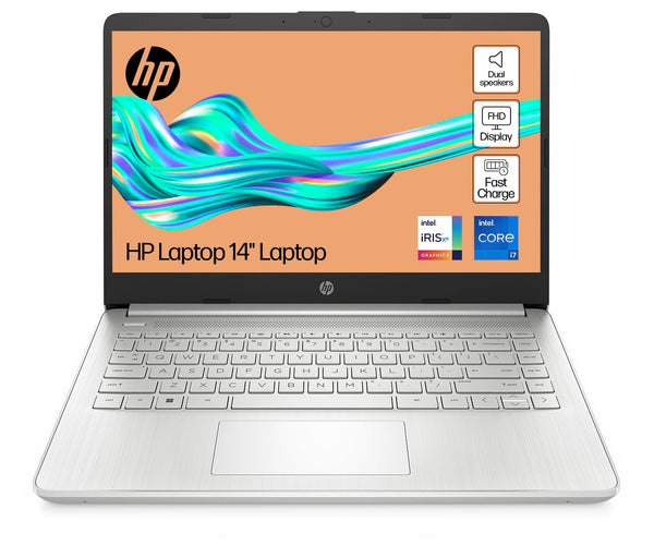 HP 14" Laptop, Intel Core i5-1235U Processor, 8 GB RAM, 512 GB SSD, Intel Iris Xe Graphics, FHD Display, Up to 8hrs battery, Win 11, Dual Speakers, Natural Silver, 14s-dq5005sa
